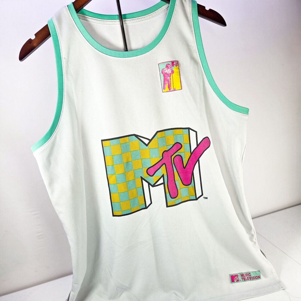 Vintage Y2K MTV Music Television 93 Mesh Basketball Jersey Men’s Large